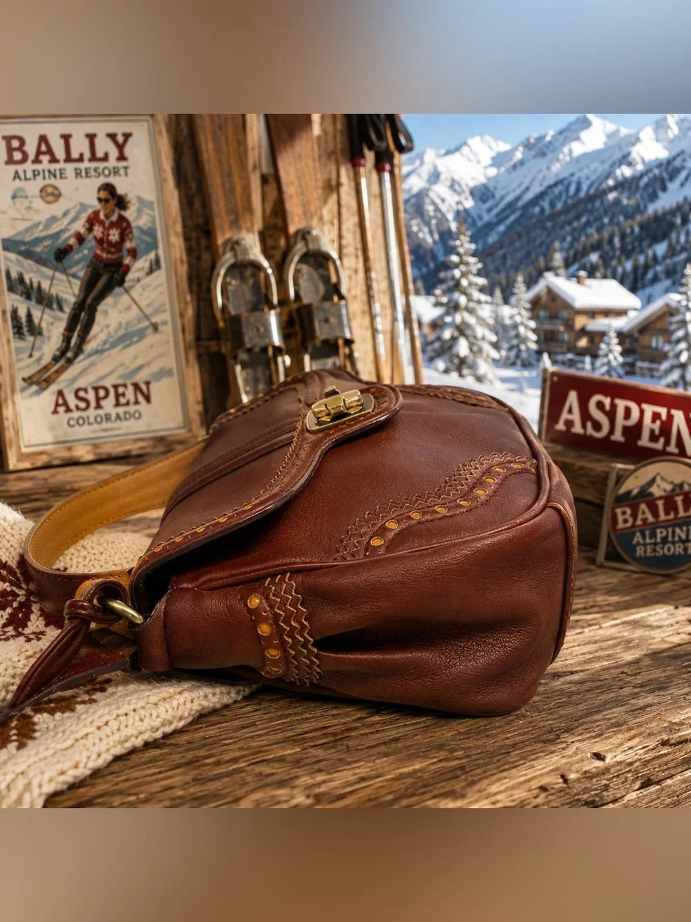 Bally Brown Leather Tassel 2-Way & Crossbody Turn Lock | Italian Leather | Rare